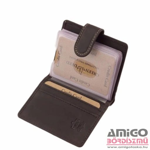 Green deed fekete patentos álló bőr kártyatartó gde2038/t-4