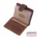 Green deed sötétbarna / barna patentos álló bőr kártyatartó gdg2038/t-3