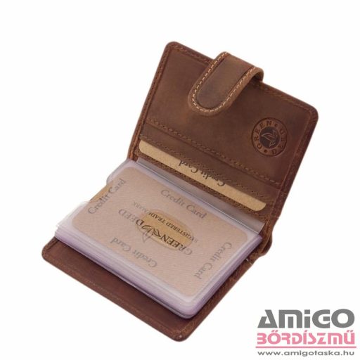 Green deed barna patentos álló bőr kártyatartó gdl2038/t-1