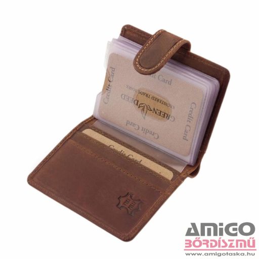Green deed barna patentos álló bőr kártyatartó gdl2038/t-1