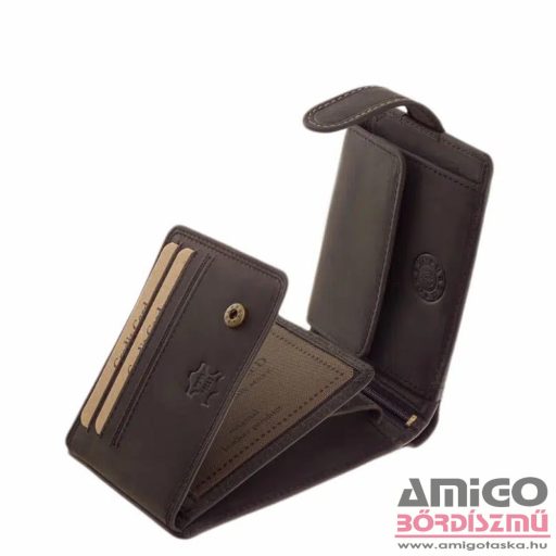 Green deed fekete férfi patentos bőr pénztárca gdm1021/t-4