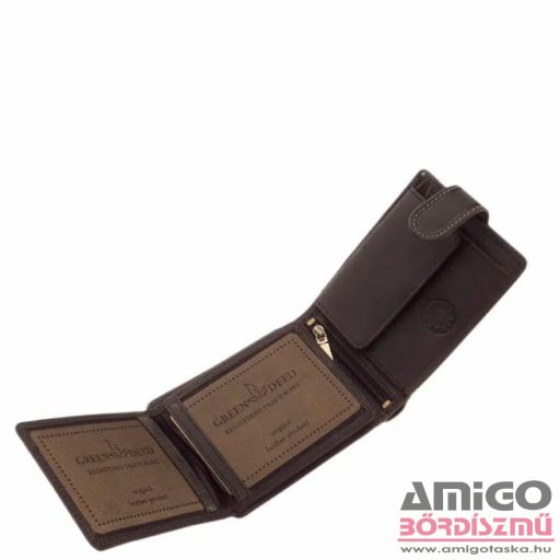 Green deed fekete férfi patentos bőr pénztárca gdm1021/t-4