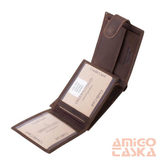 Green deed barna patentos kicsi férfi bőr pénztárca lgd102/t