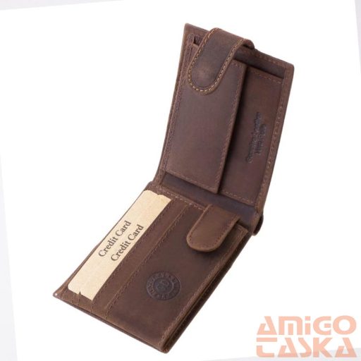 Green deed barna patentos kicsi férfi bőr pénztárca lgd102/t
