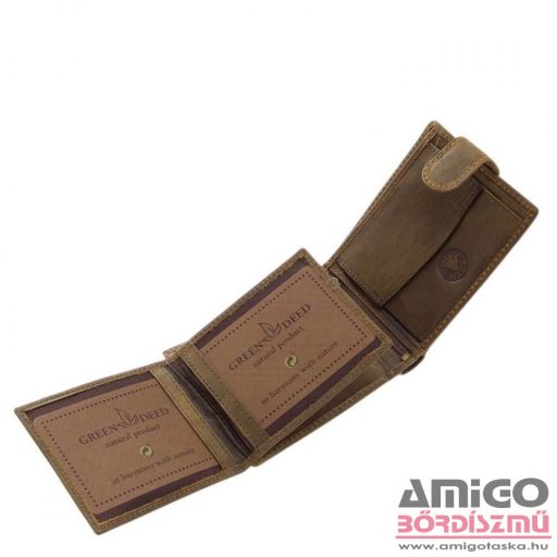Green deed sötétbarna / sárga varrott kutyás patentos férfi bőr pénztárca njr6002l/t