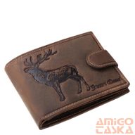   Green deed barna / sárga varrott szarvasos patentos férfi bőr pénztárca szvs1021/t