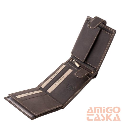 Green deed barna / sárga varrott tacsis patentos férfi bőr pénztárca tacsko1021/t