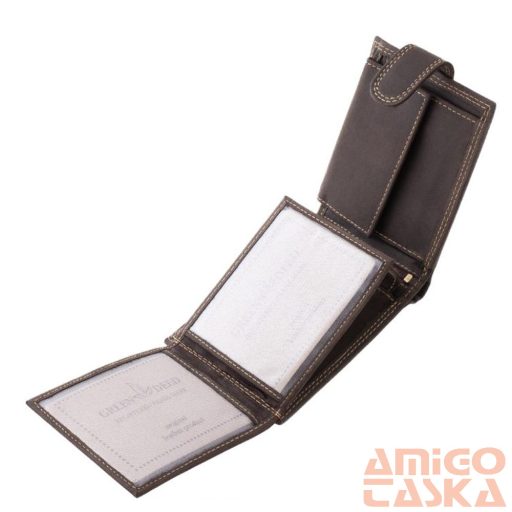 Green deed barna / sárga varrott tacsis patentos férfi bőr pénztárca tacsko1021/t