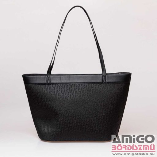 Heavy tools fekete csíkos textil / műbőr nagy női válltáska evelina black