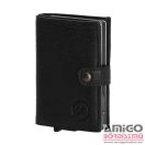 Hide&stitches fekete alumínium kártyatartós álló fazonú kicsi férfi bőr pénztárca 20572001