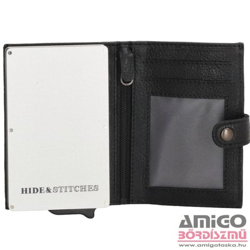 Hide&stitches világosbarna alumínium kártyatartós álló fazonú kicsi férfi bőr pénztárca 20572999