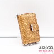   Jennifer jones óarany lakk / krokkomintás kívül cipzáras kicsi női bőr pénztárca 5198-2