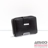   Jennifer jones fekete / lakk / krokkomintás kívül cipzáras kicsi női bőr pénztárca 5198-2