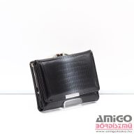   Jennifer Jones fekete / szürke / lakk / krokkómintás kívül keretes hátul lehajtós közepes női bőr pénztárca 5243-5