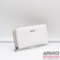   Jennifer jones fehér lakk / hologramos / krokkomintás dupla körbe cipzáras nagy női bőr pénztárca / táska 5276-2