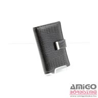   Jennifer jones fekete / krokkómintás / lakk patenos álló bőr kártyatartó 5244