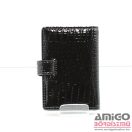 Jennifer jones fekete / krokkómintás / lakk patenos álló bőr kártyatartó 5244