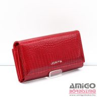   Jorita piros lakk krokkómintás belül cipzáras hátul lehajtós bőr női pénztárca l819010a