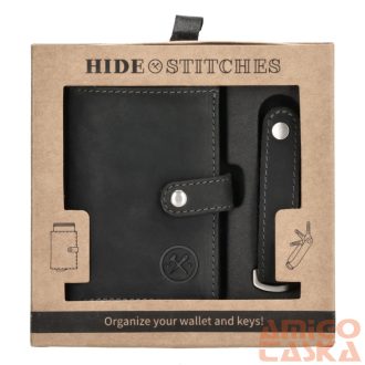   20208001 Hide and Stitches safety wallet ajándékdoboz fekete