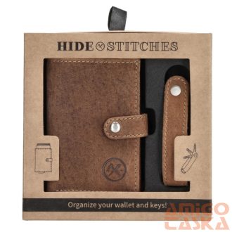   20208006 Hide and Stitches safety wallet ajándékdoboz barna