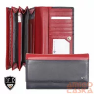   022820 073 Riccardo Ferducci női bőr pénztárca fekete-piros