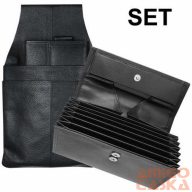 853552 002 Pincértárca és tartó szett bőr fekete