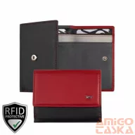   021520 080 Riccardo Ferducci női bőr pénztárca fekete-piros
