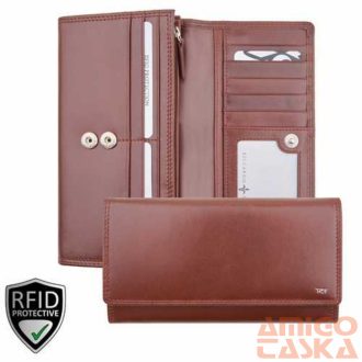   032840 059A Riccardo Ferducci női bőr pénztárca konyak RFID