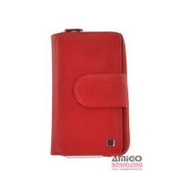   Kadro piros kívül cipzáras közepes női puha bőr pénztárca 646590013