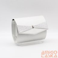   Kalet ezüst / rücskös ezüst masnis női rostbőr alkalmi táska