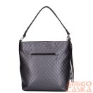 Karen sötétszürke steppelt mintás / fekete erezett rostbőr női válltáska 1691 ce-mimi