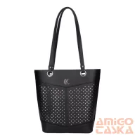   Karen fekete erezett / ezüst lézervágott rostbőr női válltáska 1725-l alilja