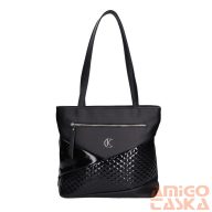   Karen fekete / fekete lakk / steppelt rostbőr női válltáska 1740 basia