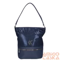   Karen sötétkék erezett / hullám mintás rostbőr női válltáska 2295 ce-wilma