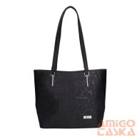   Karen fekete / virágmintás rostbőr női válltáska 2418 kryspina