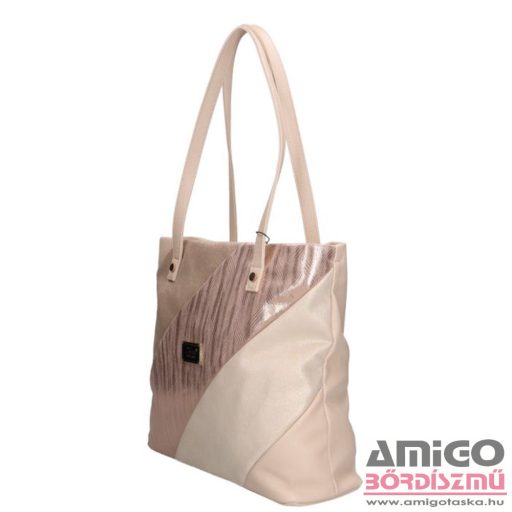 Karen bézs erezett / bronz anyagában mintás / rosegold művelúr hullám mintás / arany anyagában mintás nagy rostbőr női válltáska 2461 zuza