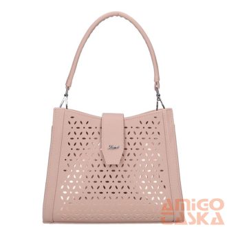   Karen púder erezett / rosegold lézervágott rostbőr női válltáska 9529-l jenga