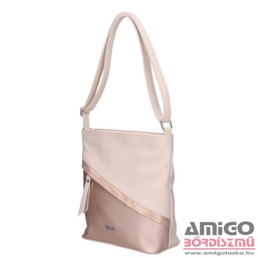 Karen bézs erezett / rosegold erezett / rosegold márványos rostbőr női válltáska d643ce-zonia