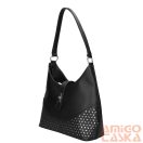 Karen fekete erezett / ezüst lézervágott rostbőr női válltáska d658-l alicja