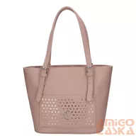  Karen púder erezett / rosegold lézervágott rostbőr női válltáska mawra d-657-l