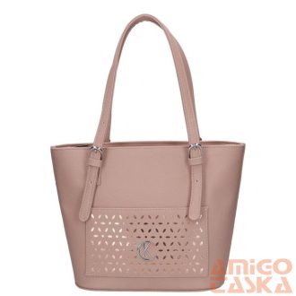  Karen púder erezett / rosegold lézervágott rostbőr női válltáska mawra d-657-l
