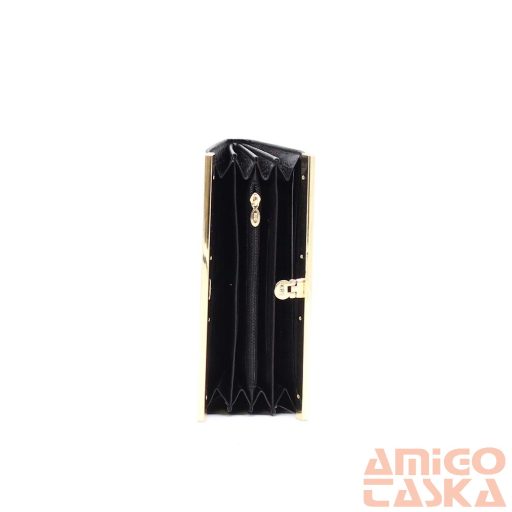 Krokomander fekete/ krokkó mintás / lakk keretes kapcsos nagy női bőr pénztárca j11-004 001