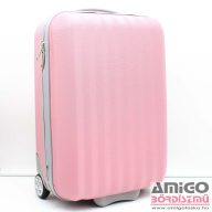   Krokomander rózsaszín / szürke két kerekű kicsi műanyag kabinbőrönd kr-1002-1p