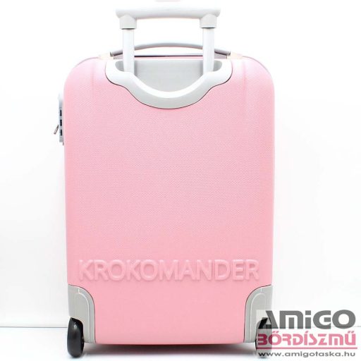 Krokomander rózsaszín / szürke két kerekű kicsi műanyag kabinbőrönd kr-1002-1p