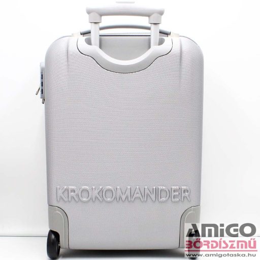 Krokomander ezüst két kerekű kicsi műanyag kabinbőrönd kr-1002-1s