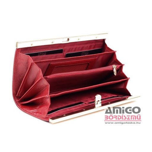 Krokomander piros / krokkó mintás / lakk keretes kapcsos nagy női bőr pénztárca j11-004 025