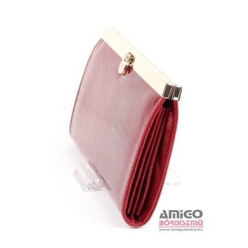 Krokomander piros / krokkó mintás / lakk keretes kapcsos nagy női bőr pénztárca j11-004 025