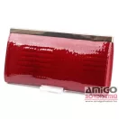 Krokomander piros / krokkó mintás / lakk keretes kapcsos nagy női bőr pénztárca j11-004 025