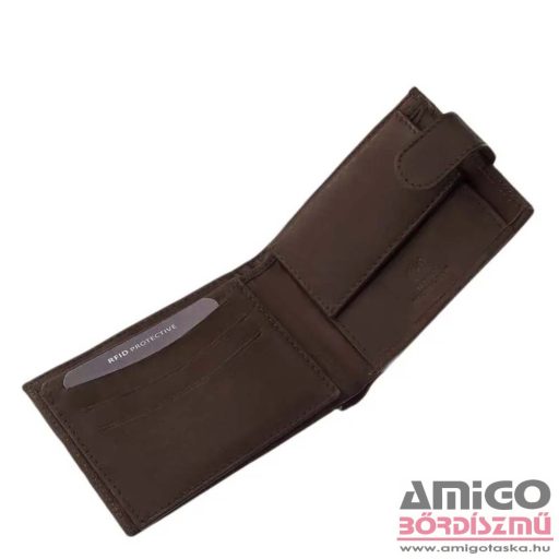 La scala sötétbarna patentos férfi puha bőr pénztárca adcr-03