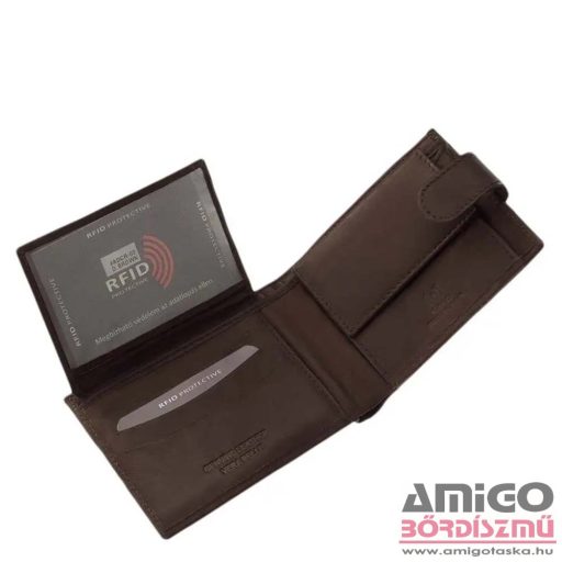 La scala sötétbarna patentos férfi puha bőr pénztárca adcr-03